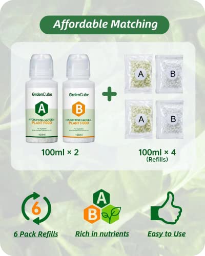 Gardencube GC002 Plant Food Hydroponic Nutrients Supplies: Hydroponics Growing System General A&B Water Soluble Solid Fertilizer For Vegetables Fruits Flowers Thrive - Indoor Herb Garden Plants Accessories thumb #1