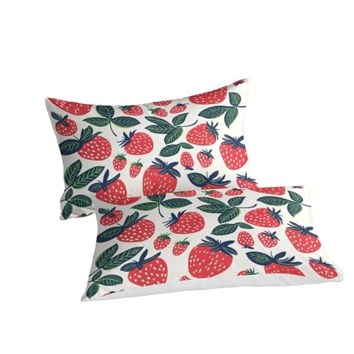 Sets de housses de couettes 3 pièces microfibre imprimé fraises 3D