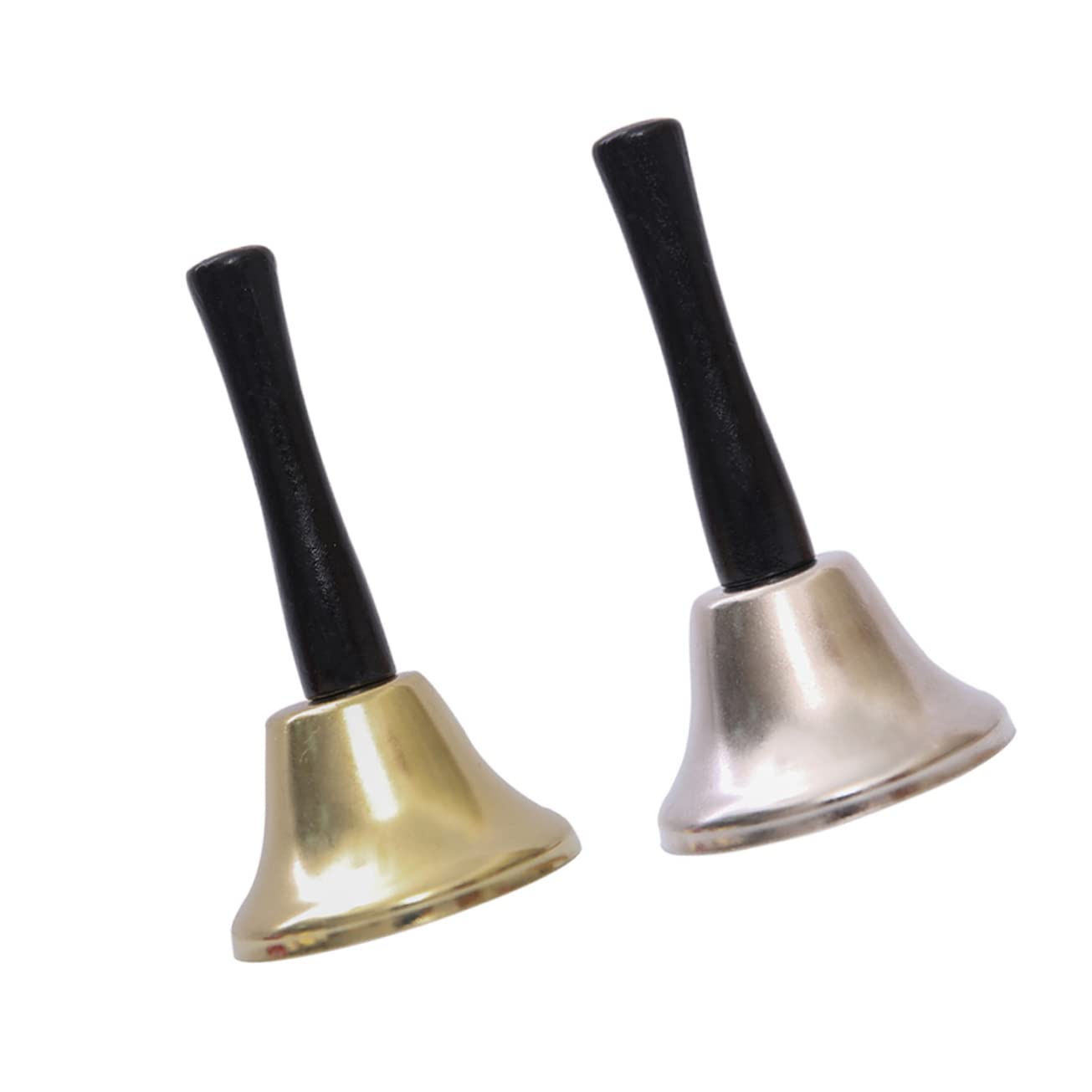 OFFSCH 2Pcs Christmas Hand Bell Polished Service Bells with Ergonomic Handle for Restaurant Calls Festivals Santa Claus Decorations Silver