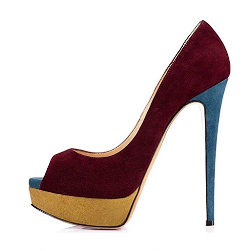 FSJ Women Sexy Peep Toe Platform Pumps High Heels Formal Shoes for Office Ladies Size 4-15 US2