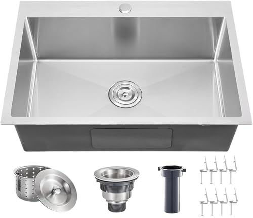 VALISY 28x18 Brushed Nickel Drop-In Sink
