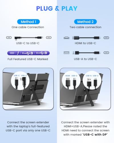 Zerfis Portable Monitor for Laptop, 14" 1080P FHD Dual Screen Extender — view 4