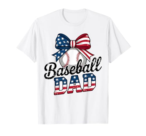 Patriotic Baseball Dad 4 de julio para todos los padres estadounidenses Camiseta