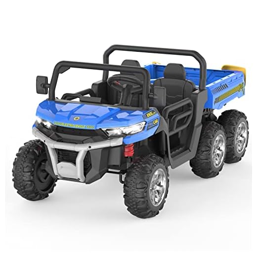 Hetoy 24V Ride On Dump Truck for Kids Car with Remote Control Electric UTV Vehicles with Electric Dump Bed, 4WD Power Ride-on 6 Wheels Ride On Toys for Boys Girls (Blue)