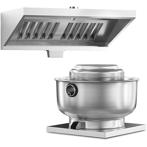 Food Truck Low Profile Exhaust Hood System Includes a 4FT Stainless Steel Commercial Exhaust Hood and an 0.25HP Restaurant Canopy Hood Grease Rated Exhaust Fan