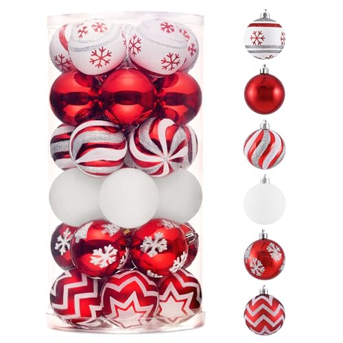 Valery Madelyn 30ct Red & White Shatterproof Christmas Ornaments