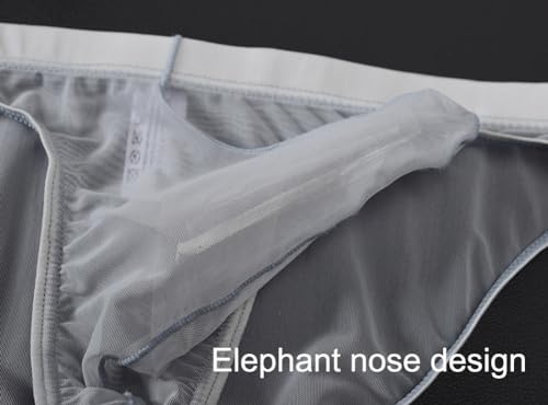 Men's See Through Mesh Briefs Elephant Nose Separate Pouch Bikini Underwear Transparent Briefs2