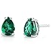 14 Karat White Gold Pear Shape 1.25 Carats Created Emerald Stud Earrings