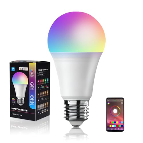 AETPI Smart Bulb E27 WiFi Light 15W LED Screw Bulbs RGB Colour Changing Dimmable Compatible with Alexa Google Home APP Remote Control Convenience Energy Saving Long Lifespan No Hub Required