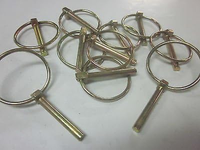 ~ 100 ~ GOLD 1/4" LYNCH PINS ATV FARM GARDEN STEEL TRACTOR TRAILER 3PT HITCH PIN