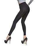 Angenehm weich und dehnbar. Figurformende schwarze Leggings mit verstärktem Taillenbund, 2=S (36), Schwarz
