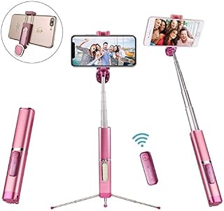 Selfie Stick Bluetooth, Mini Extendable 3 in 1 Aluminum Selfie Stick Tripod
