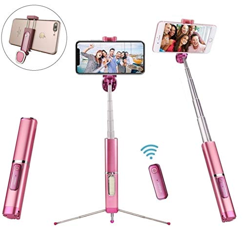 Selfie Stick Bluetooth, Mini Extendable 3 in 1 Aluminum Selfie Stick Tripod