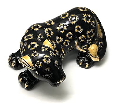 ブラックパンサー 陶器 置物 Vintage ブラックパンサー 置物 陶器 50s