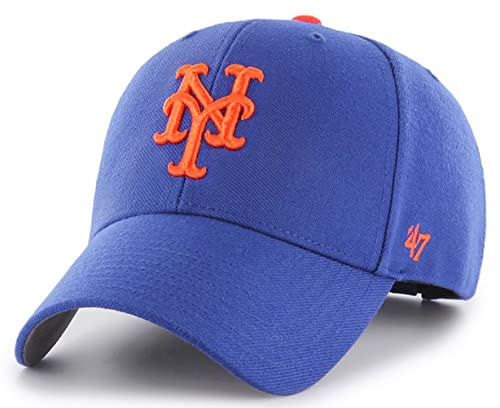 47 MLB Team Color Home Basic MVP Adjustable Hat Youth One Size Fits All (New York Mets Blue)