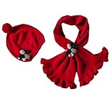 Toubaby Kid Girl's Winter Hat and Scarf Set Flower hats 100%cotton 3colours
