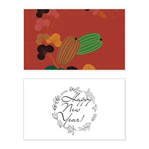 Tarjeta conmemorativa con pintura de calabaza japonesa para felicitaciones y deseos de Año Nuevo
