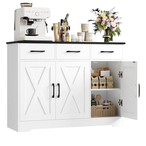 HOCSOK Credenza, Mobile Cucina con 3 Cassetti e 3 Armadi，Buffet