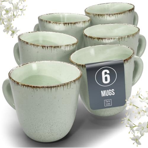 Large Stoneware Coffee Mugs Set of 6, 15.5 oz Coffee Cups with Handle