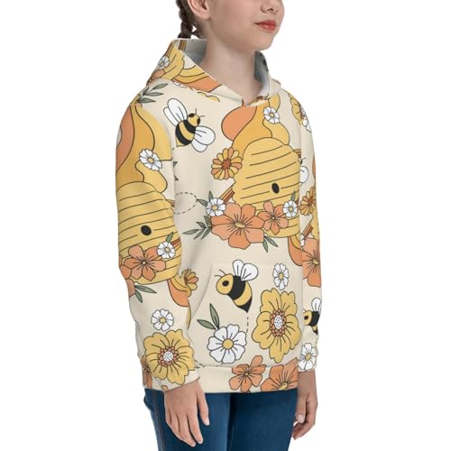 Groovy Floral Kids Pullover Hoodies Boys Sweatshirts Girls Athletic Clothes with Pocket3