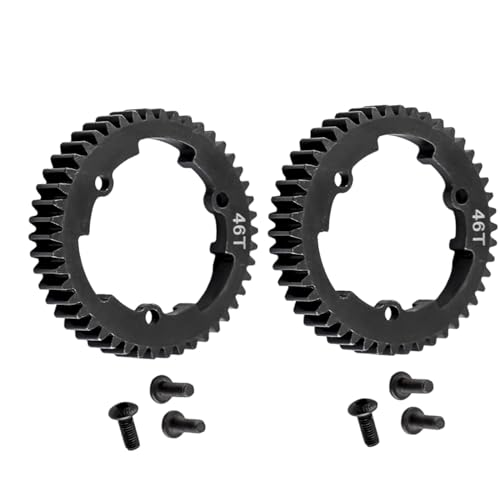 2pcs 6447 45#Steel 46T 1 Mod Hardened Steel Spur Gear for Traxxas 1/10 E-Revo 2.0 VXL 1/5 X-Maxx Maxx 1/7 XO-1 (46T) Upgrade Parts