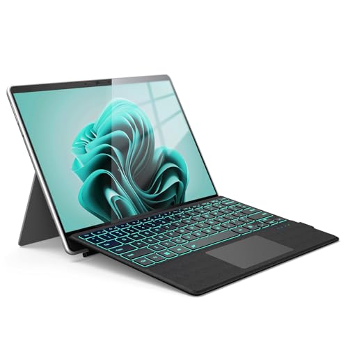 Surface Pro Keyboard for Microsoft Surface Pro 11/10/9/8/X 13 inch, 7 Color Backlit Wireless Type Cover, Bluetooth Ultra-Slim Portable Magnetic Keyboard with Trackpad, Rechargeable Battery, Pen Holder