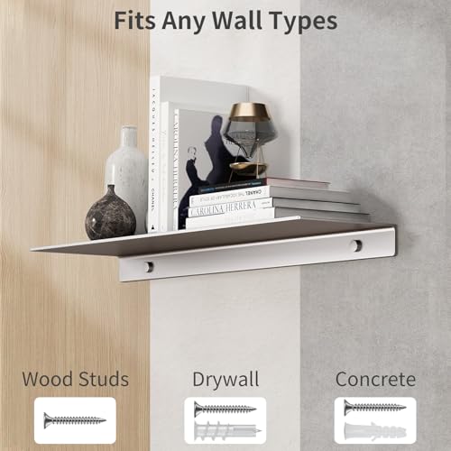 Danpoo Metal Shelf, Long Floating Shelf for Bathroom, 20" Display Shelves for Wall Storage, Grey by Danpoo - Image 7
