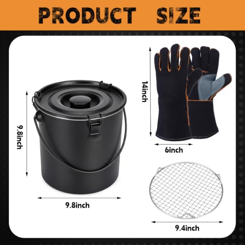 Mifoci 3 Pcs Charcoal Saver Set Ashes Bucket with Lid and Grid,Black by Mifoci - Image 2