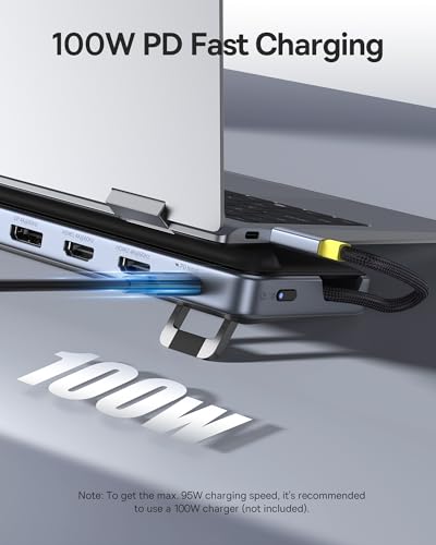 Baseus Laptop Docking Station Stand, 12 in 1 Triple 4K Display HDMI/DP, 10Gbps USB A/C Fast Data, PD 100W, Ethernet, TF/SD, USB C Docking Station with Stand for Windows/Dell/HP/Lenovo/Asus/Acer/Mac - Thumbnail 5
