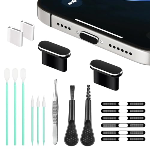 Mobile Phone Speaker Metal Dust Mesh, typeC Charging Port dust Plug, USB C Cleaning Brush Cleaning Tool Set for iPhone 15 16 Series