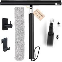 12 Inch Squeegee Shower Doors,Shower Squeegee with Long Handle,Extension Pole Squeegee, Bathroom Squiggy for Shower Glass,Car,Windshield, Doors,Up to 47 Inch,Black