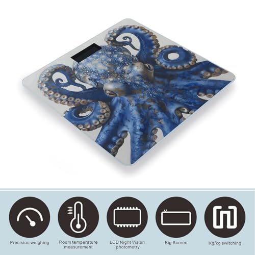 Báscula Digital de Baño Blue Octopus con Pantalla LCD Brillante miniatura 3