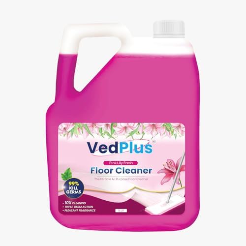 Vedplus 5 L Pink Lily Fresh Floor Cleaner | 99% Germ Protection | 10X Cleaning Power | Long-Lasting Floral Fragrance | Powerful All-Purpose Liquid Cl