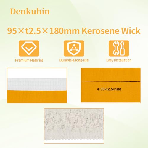 Denkuhin 95x t2.5 x 180 mm Heating Wick, Heater Oil Lamp Wick Replacement Compatible with Kerosene Heater Stove, Fiberglass (2 Pack) - Thumbnail 3