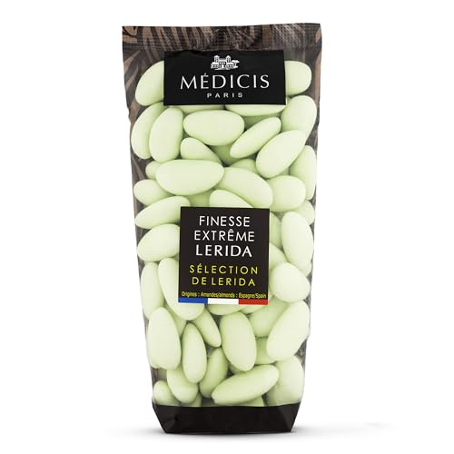 Medicis Premium Candied Almond Dragees (French Jordan Almonds) Sugar Coated Candies Ideal as a Party Favor for Weddings and Baby Showers, 75 count bag 8.8oz, Green