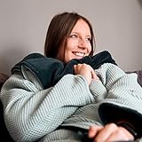 blanketino Manta con mangas *Made in Germany* – Manta de manga extra cálida en tamaño XL – 145 x 210 cm de algodón natural y forro polar extra cálido (verde esmeralda)