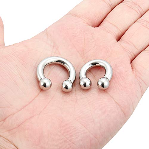 Scerring 2Pcs 4G Pa Ring Internally Threaded Circular Barbells Horseshoe Monster Screwball Rings 316L Surgical Steel Pierced Body Jewelry Inner Diameter 12Mm 16Mm #TOP2