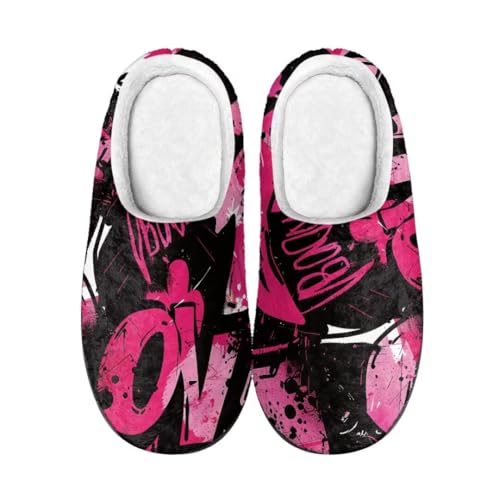 Jeiento Fluffy Winter House Shoes for Women Ladies Closed Toe Slipper Indoor Bedroom Slipper Anti-Skid Rubber Casual Soft Slides Scuff Slippers