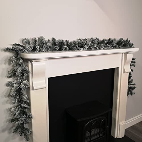 Samuel ALEXANDER 9ft (2.7m) x 20cm Green Snow Flocked Woodcote Christmas Garland