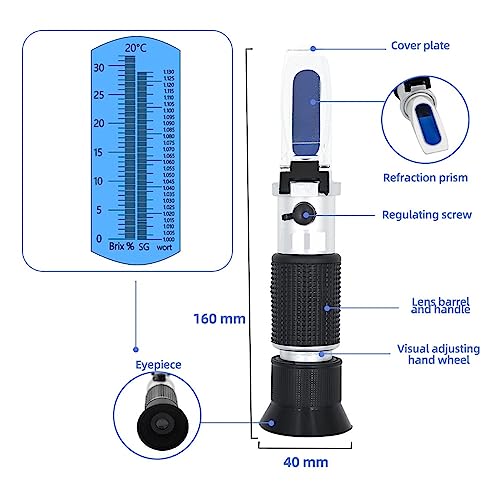 DOTHMVGTD Réfractomètre À Bière Wort Wine Brewing Dual Scale Specific Gravity1.000-1.130 0-32% Sugar Homebrew Kit Mesure De PréCision – vue 4