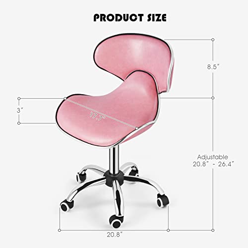 Artist Hand Barber Stool Rolling Swivel Salon Stool Chair Barber Stool With Back Support, Ergonomic Seat Hydraulically Adjustable For Medical Massage Salon Kitchen Spa Drafting,Pink #TOP2