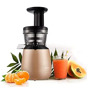 Hurom HP Series Cold Press Slow Juicer with Juice&Smoothie Strainers, 43 Rotation Per Minute, 150 Watts Energy Efficient AC Motor, Patented SST, 2 Strainers (Sandy Gold)