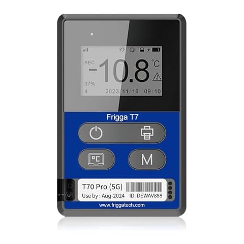 Frigga T70 Pro 4G/5G Temperature & Humidity Monitor Real-Time Reusable Temperature Data Logger Remote Digital Temperature Recorder Refrigerator Thermometer Rechargeable 50000 Points Cover