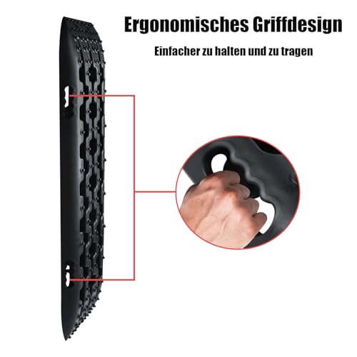 SAILUN Heavy Duty Traction Aid Recovery Boards, 2 x Sand Mats, 10T Load for Mud, Snow & Sand, Off-Road Vehicle Traction Mats with Storage Bag & Installation Tool for Cars, Trucks, Motorhomes - Image 4