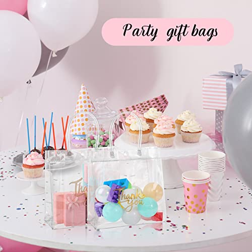 50 Packs Clear Plastic Gift Bags With Handle Transparent Pvc Plastic Gift Wrap Tote Bag Reusable Small Clear Gift Bags For Shopping Birthday Wedding Baby Shower Party (Clear,7.8 X 7.8 X 3.1 Inch) #TOP4