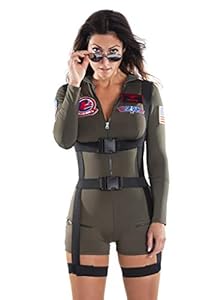 Maskworld Top Gun Romper - Damen - Lizenziertes Film-Kostüm für Erwachsene - Verkleidung Karneval Motto-Party - Größe: M