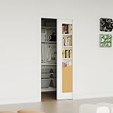 Lakenyon Sliding Pocket Door, 32 in. x 80 in., 1-Lite Mirror Interior Doors with Frame and Hardware Kit Set, Interior Door Slab for Pocket Doors, White Primed - No Panel Assembly Required