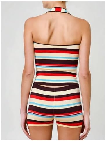 Milumia Women's Striped Halter Neck Crop Tank Top Mini Shorts Matching Sets image 5
