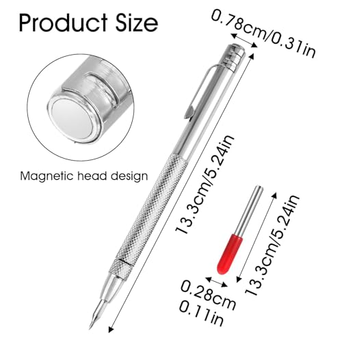 2 Pack Tungsten Carbide Scriber with Magnet, Etching Pen & 10 Replacement Tips, Metal Scribe for Machinist Tools - Image 2