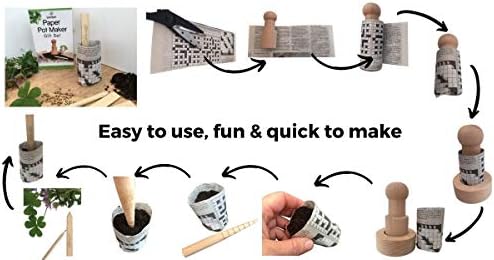 Paper Pot Maker Gardening Set  All You Need to Make Your Own Biodegradable Pots for Plants & Seedlings from Old Newspapers & Get Planting, Plastic Free, Seedling Starter Kit Great Garden Gift